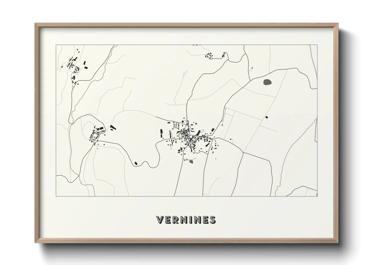 Une affiche de carte sur Vernines