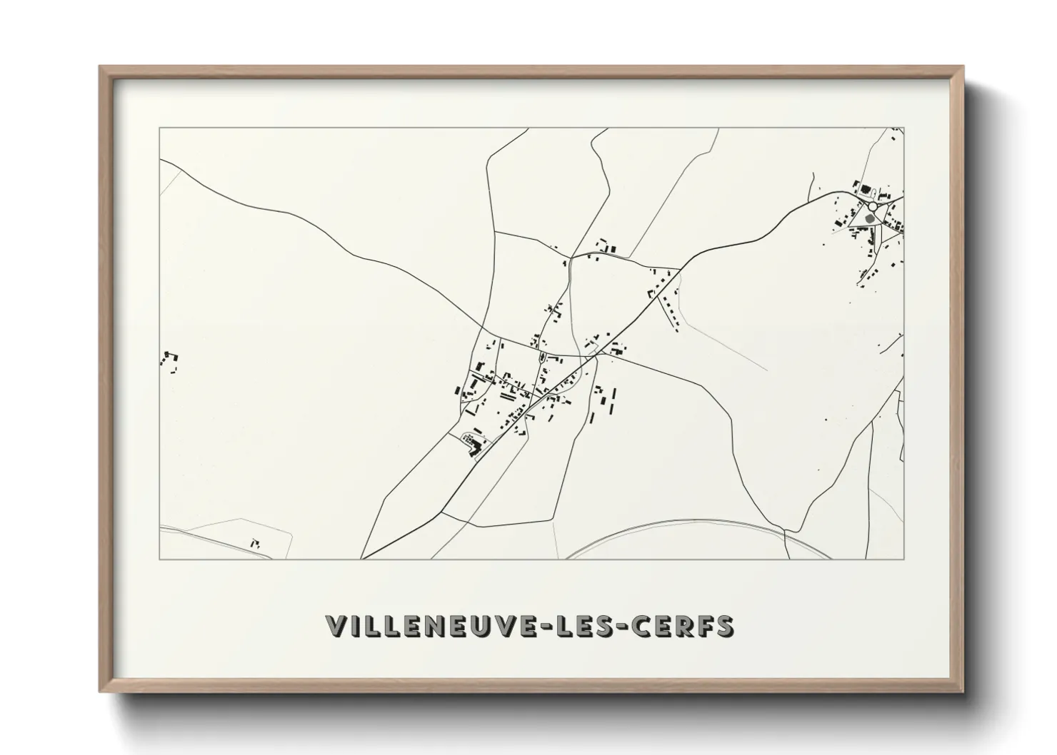 Une affiche de carte sur Villeneuve-les-Cerfs