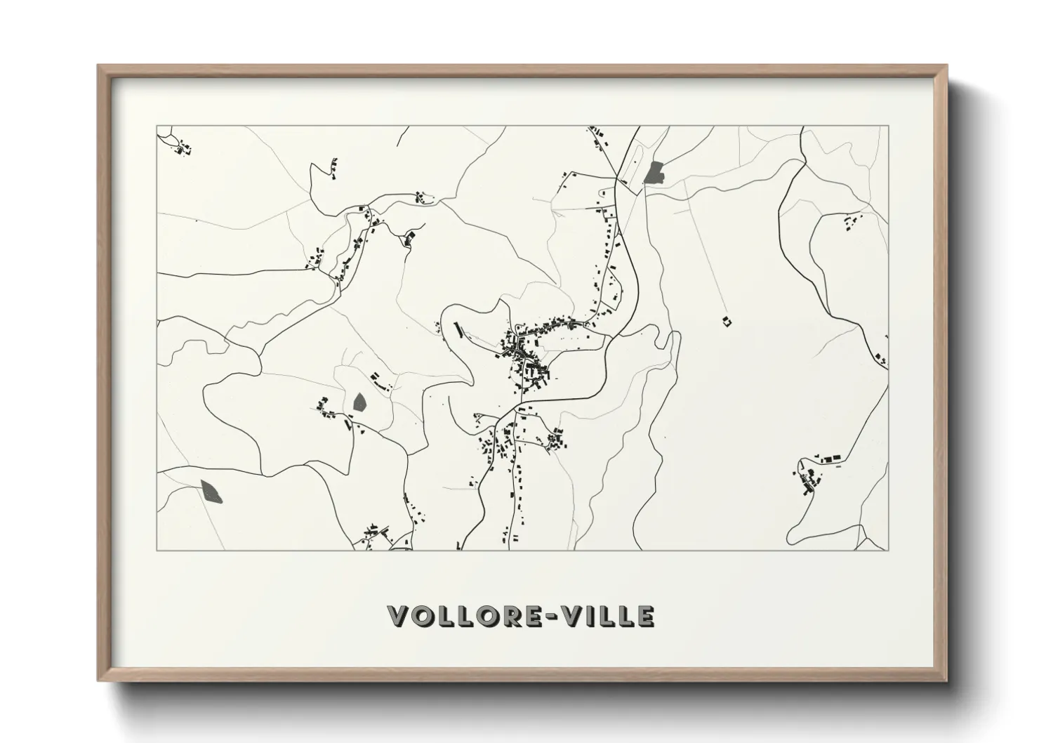 Une affiche de carte sur Vollore-Ville