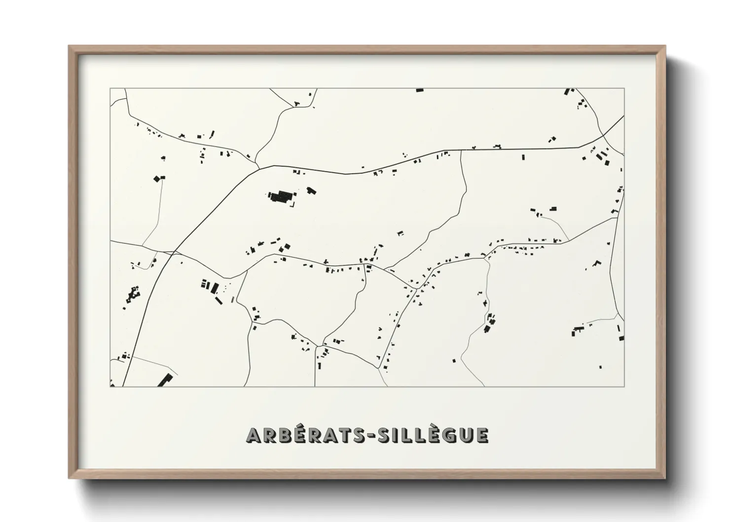 Une affiche de carte sur Arbérats-Sillègue