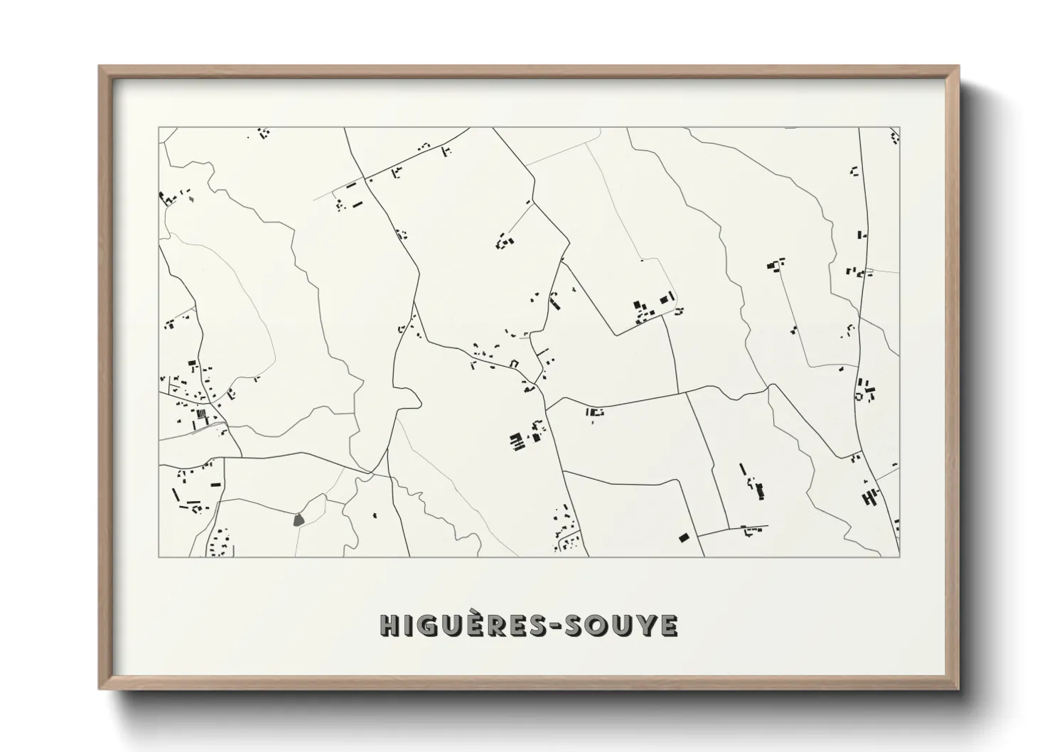 Une affiche de carte sur Higuères-Souye