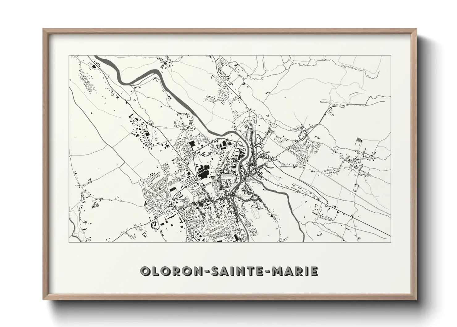 Une affiche de carte sur Oloron-Sainte-Marie