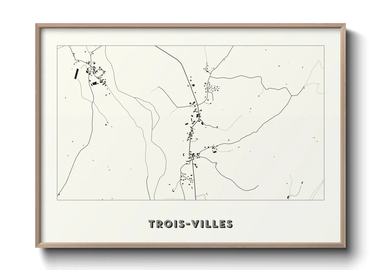 Une affiche de carte sur Trois-Villes