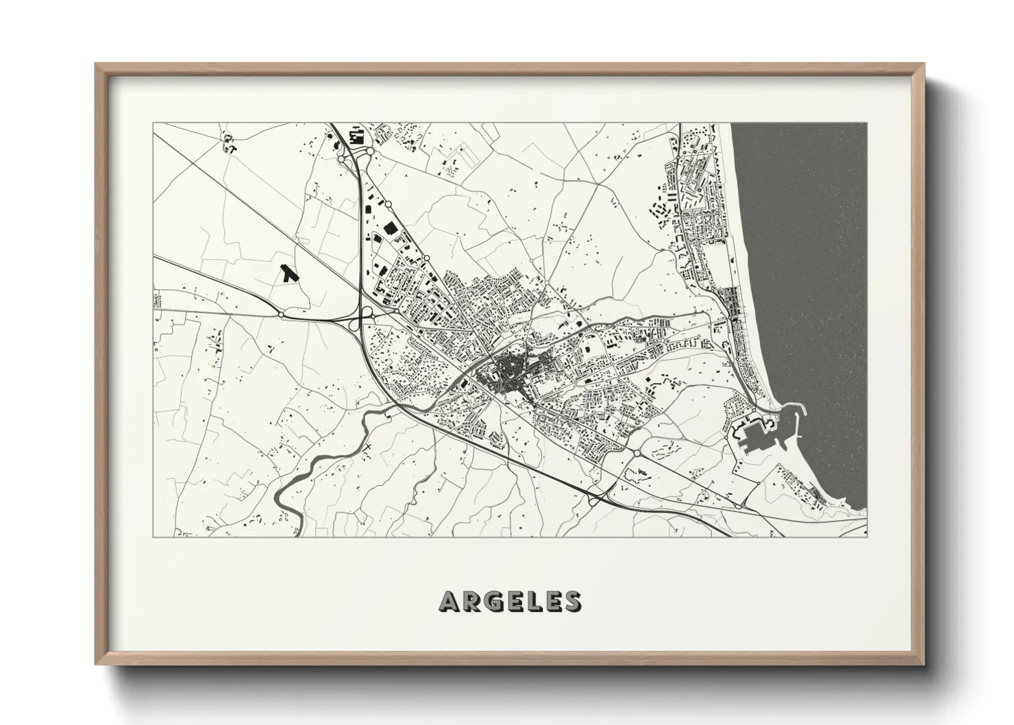 Une affiche de carte sur Argeles