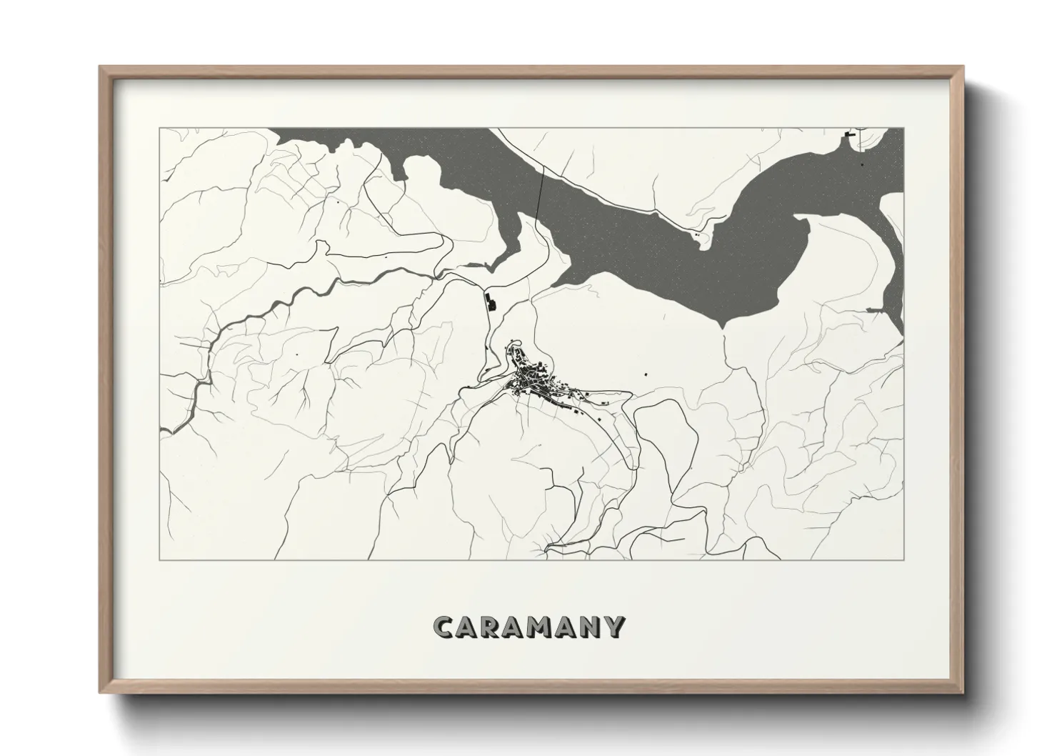 Une affiche de carte sur Caramany