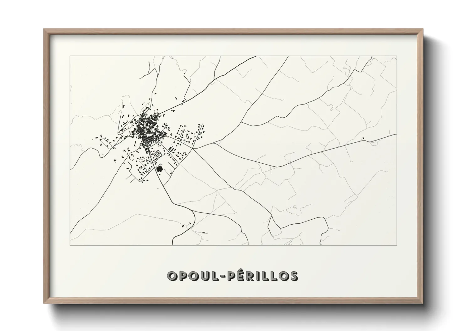 Une affiche de carte sur Opoul-Périllos