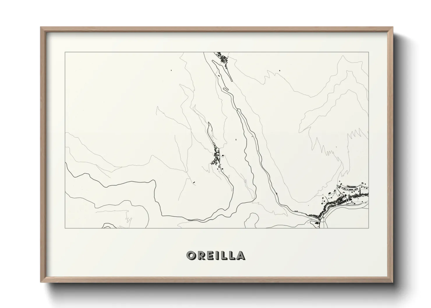 Une affiche de carte sur Oreilla
