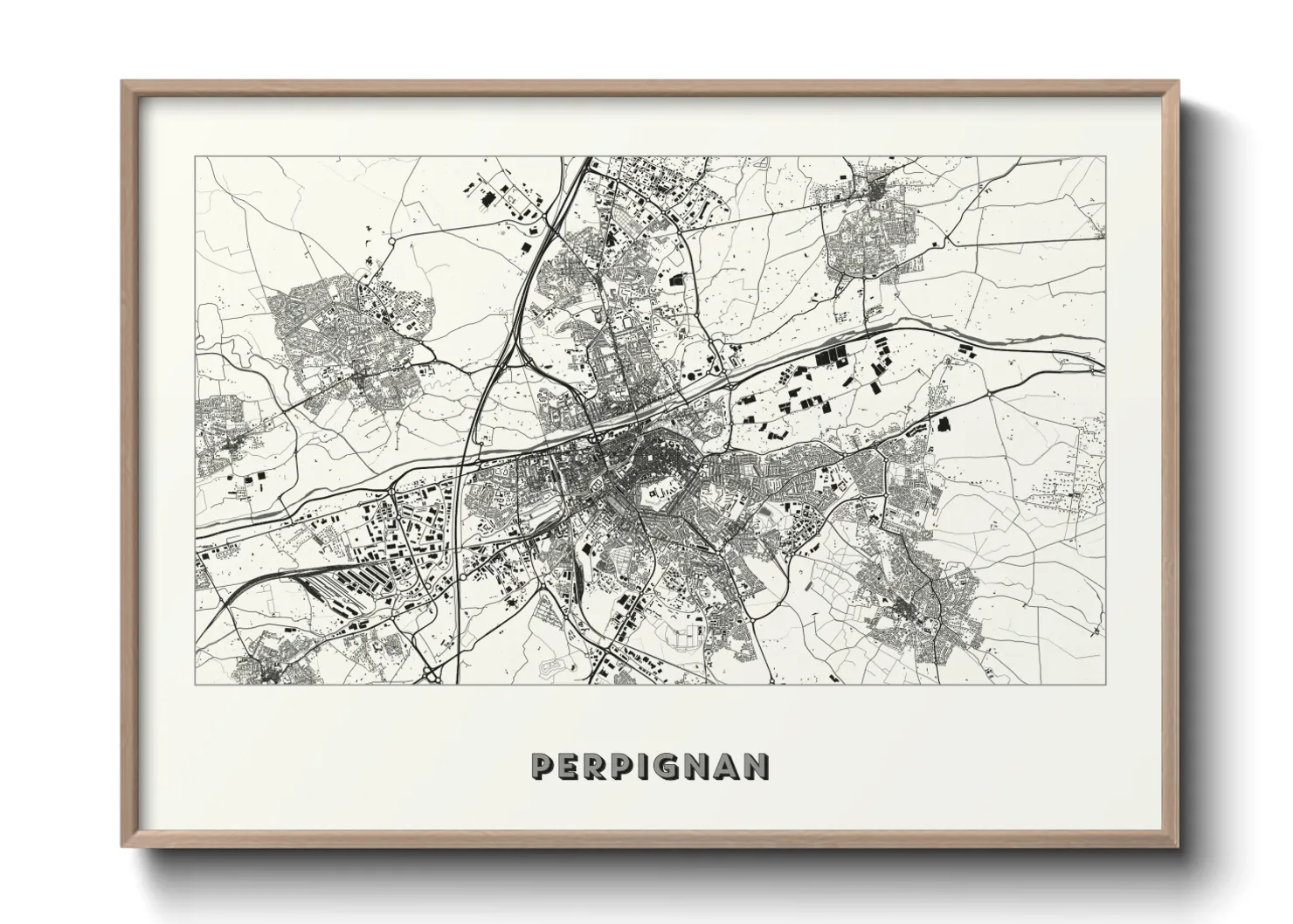 Une affiche de carte sur Perpignan