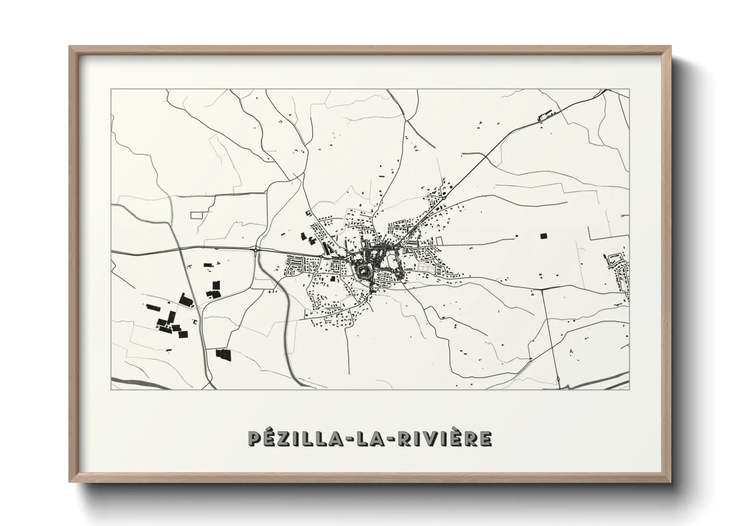 Une affiche de carte sur Pézilla-la-Rivière