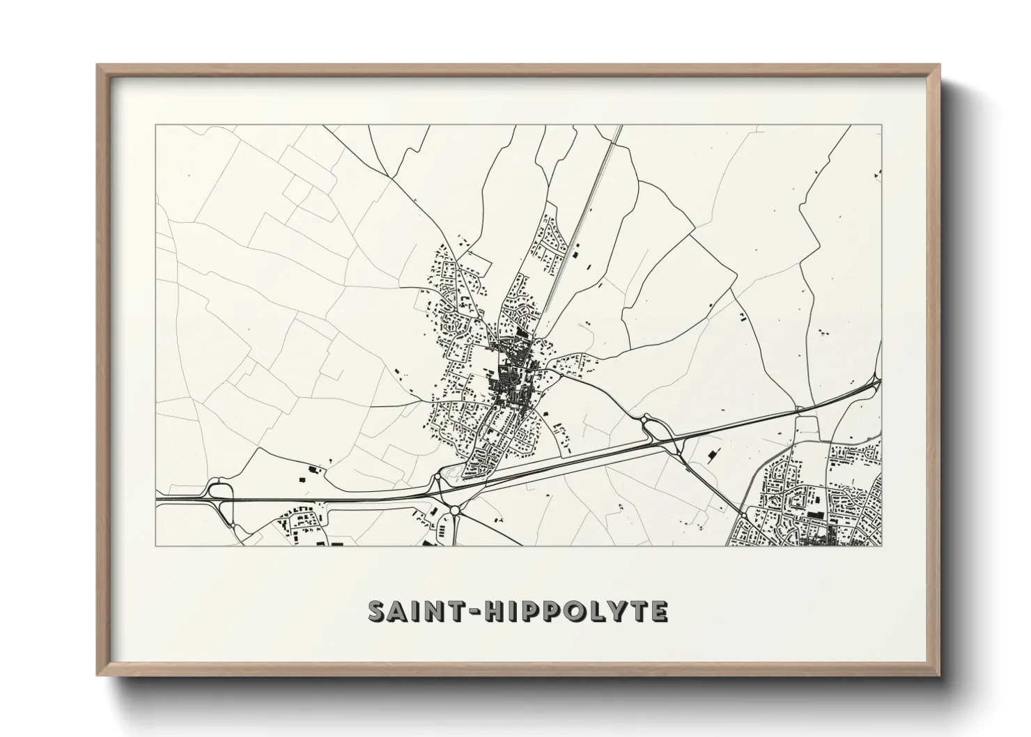Une affiche de carte sur Saint-Hippolyte