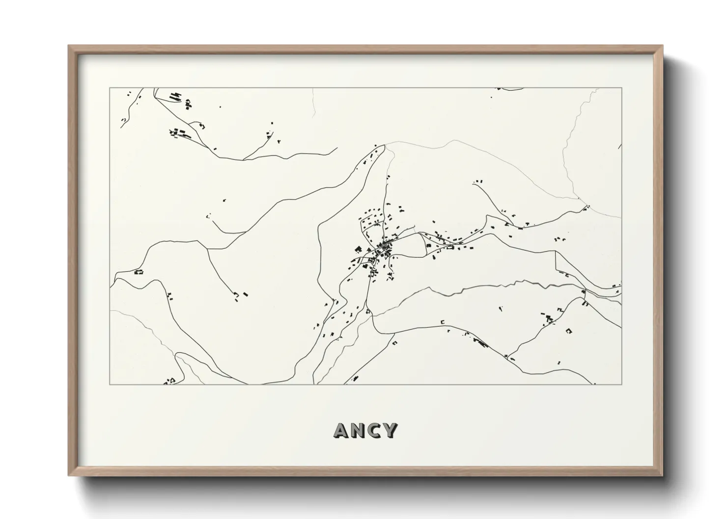 Une affiche de carte sur Ancy