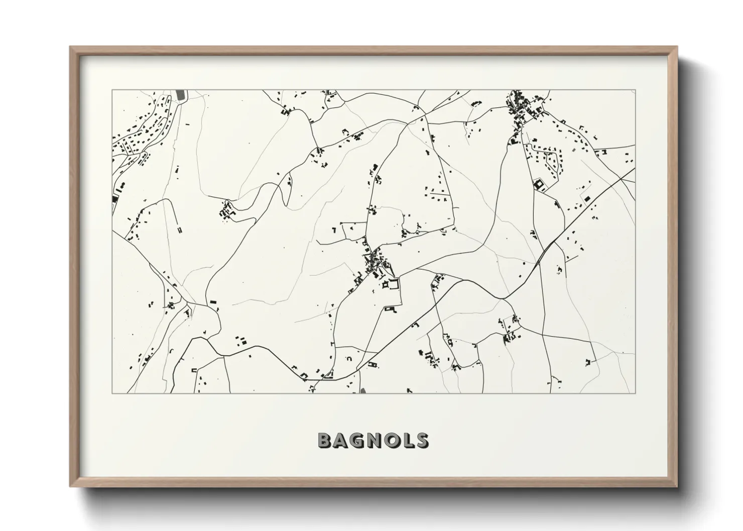 Une affiche de carte sur Bagnols
