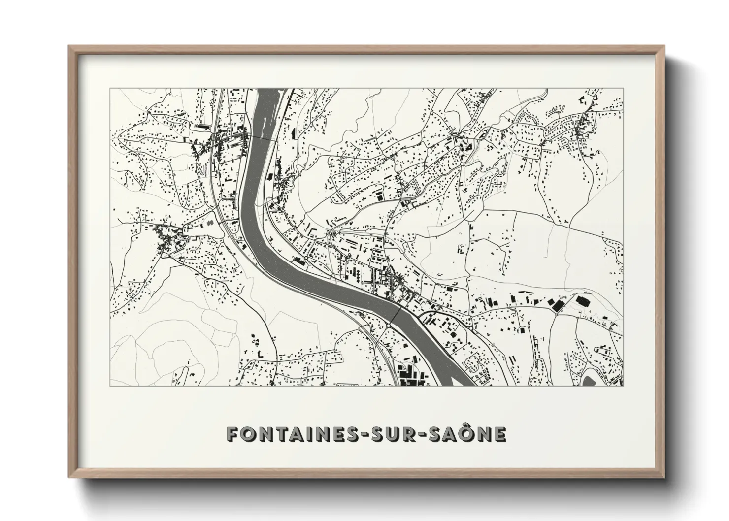Une affiche de carte sur Fontaines-sur-Saône