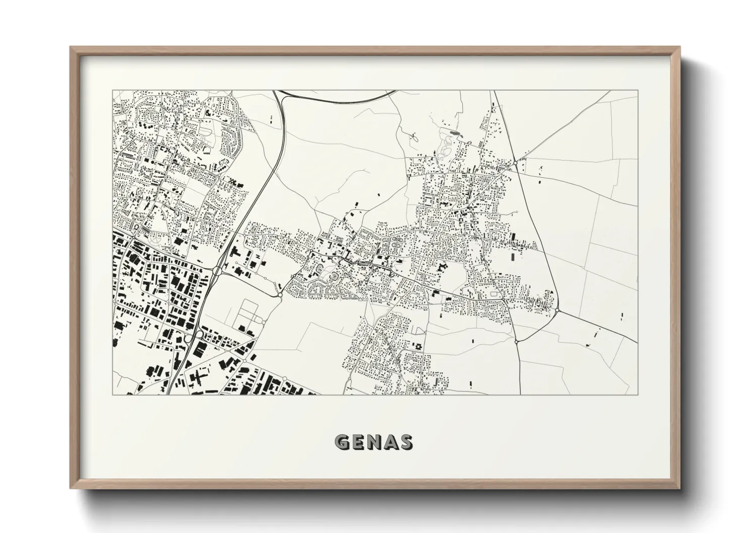 Une affiche de carte sur Genas