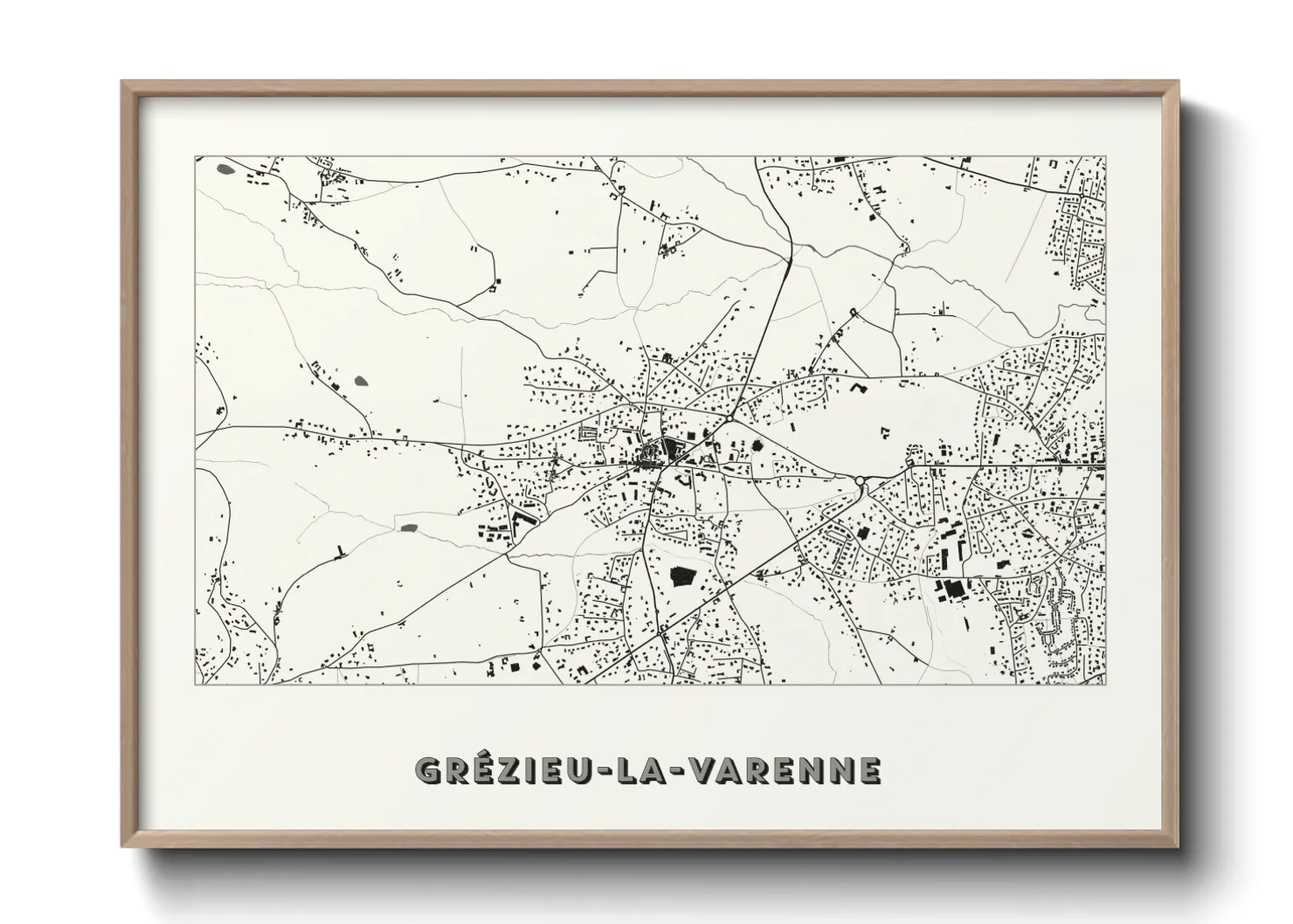 Une affiche de carte sur Grézieu-la-Varenne