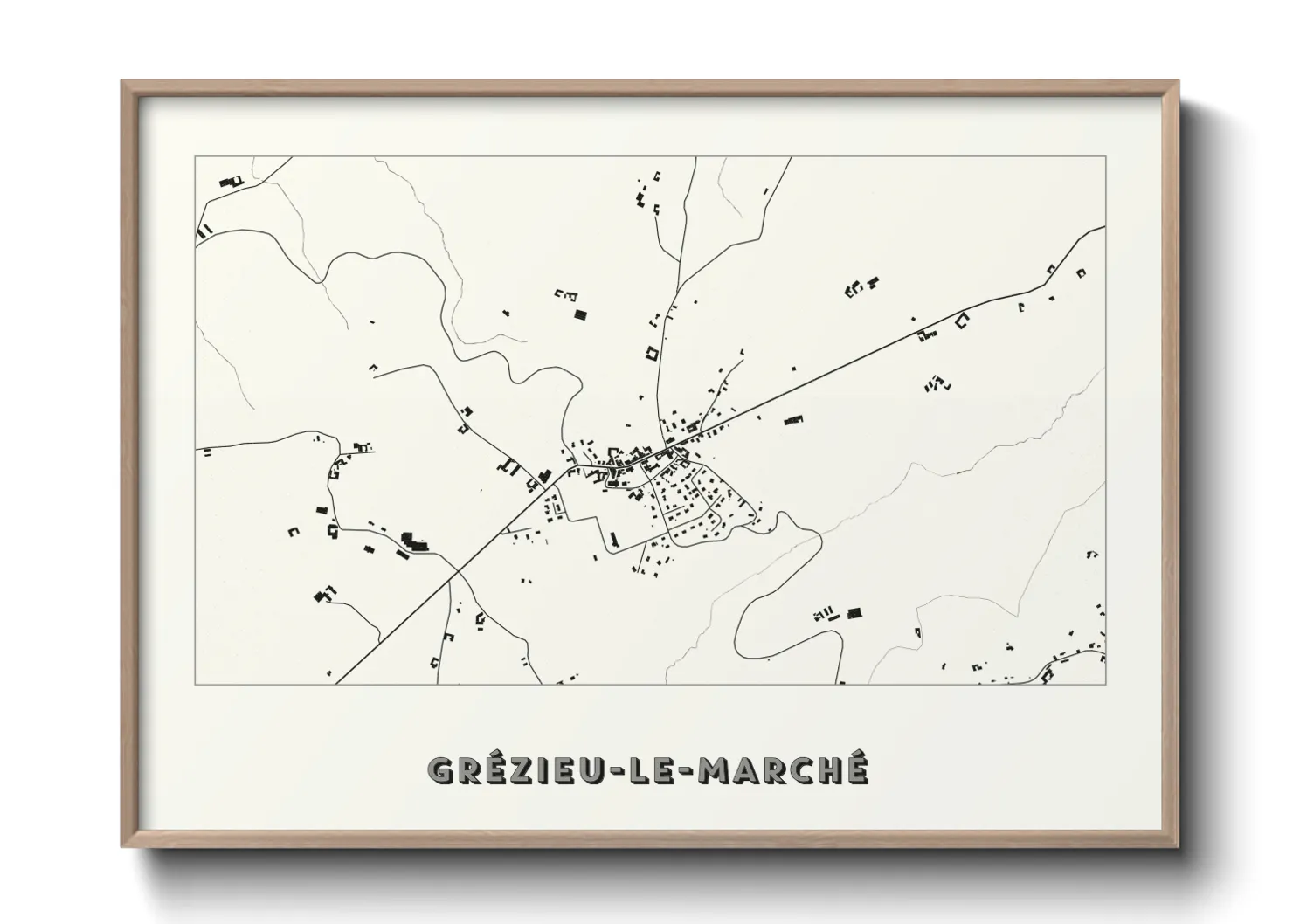 Une affiche de carte sur Grézieu-le-Marché