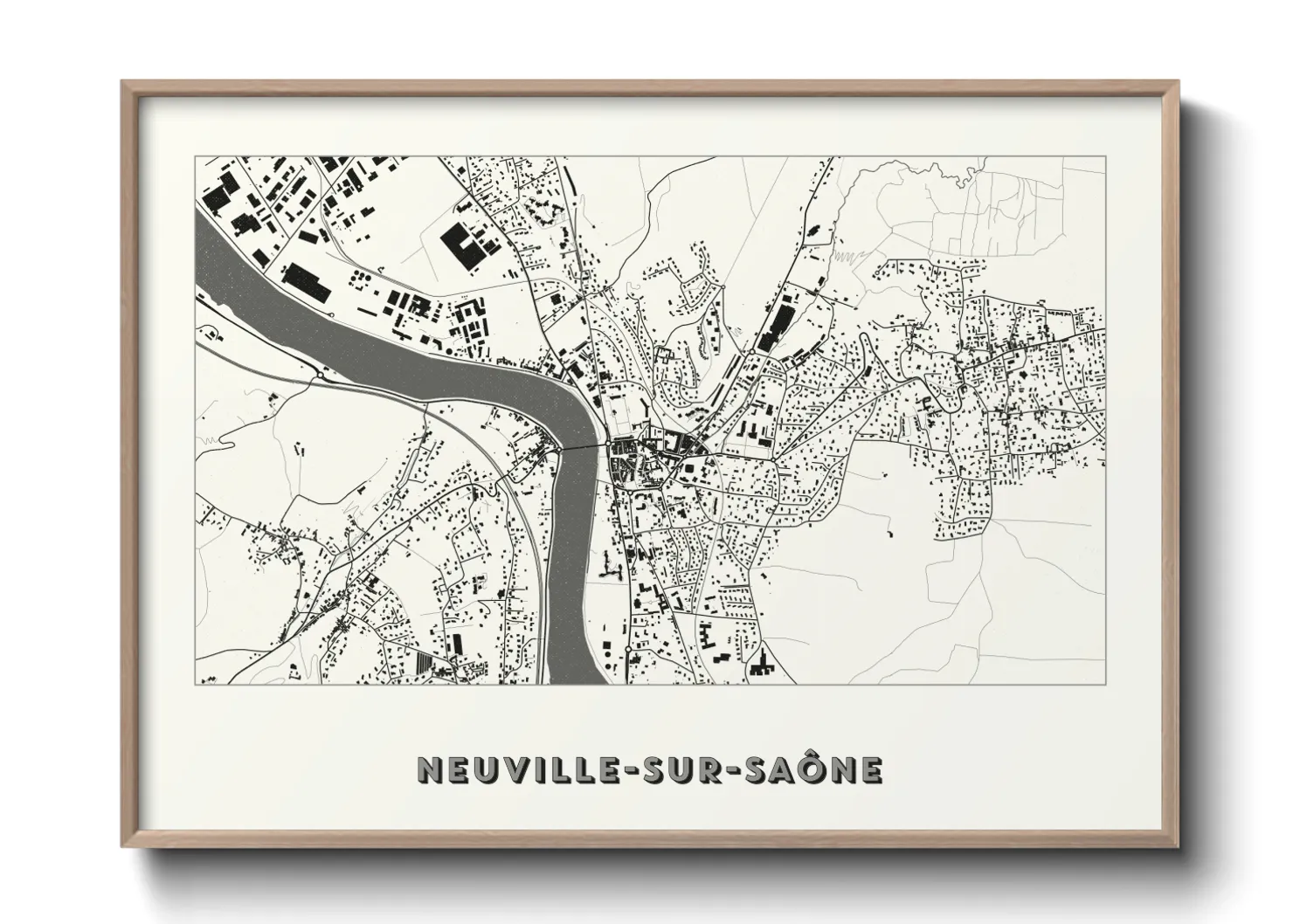 Une affiche de carte sur Neuville-sur-Saône