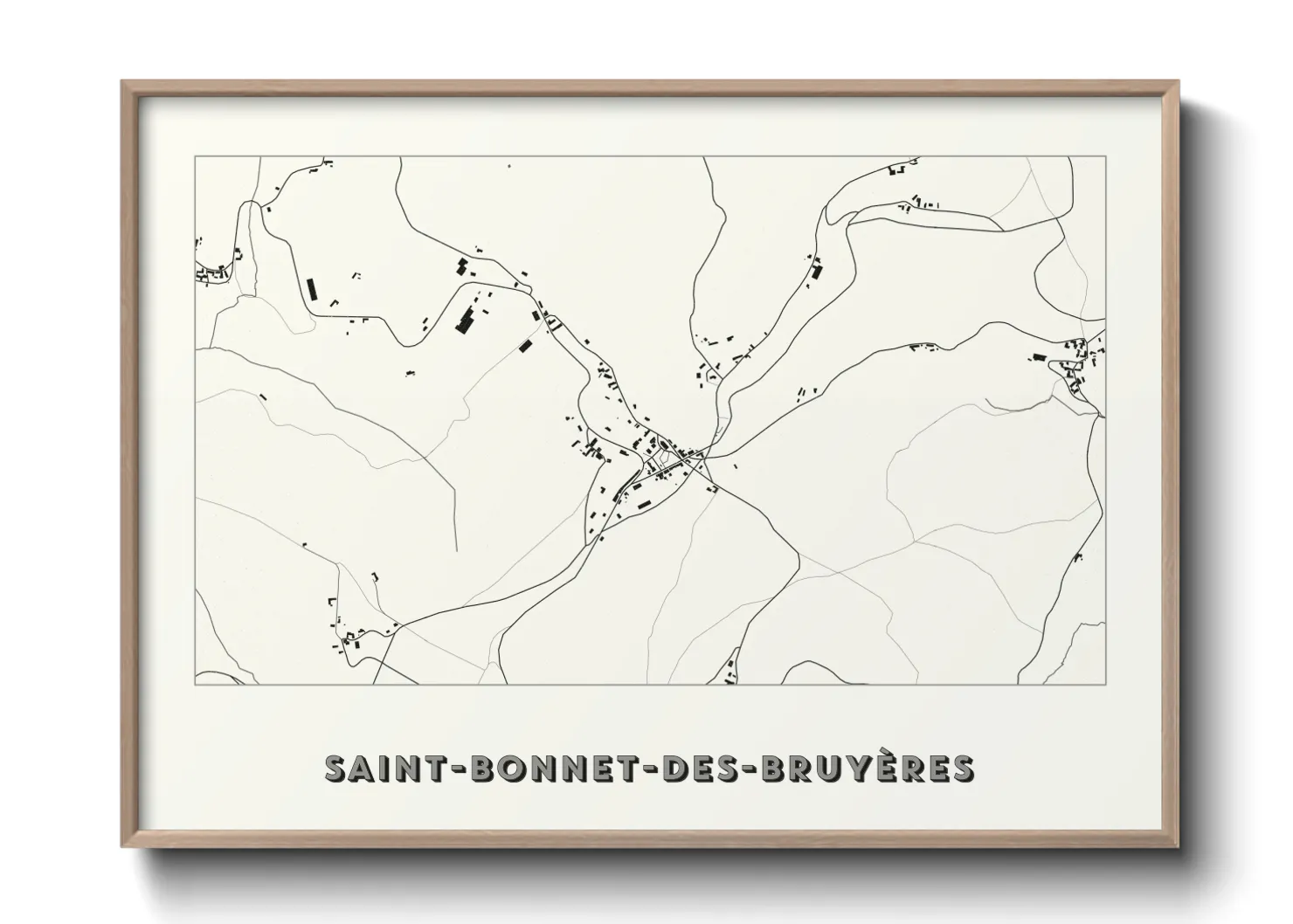 Une affiche de carte sur Saint-Bonnet-des-Bruyères