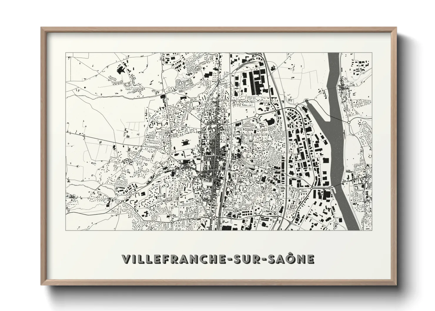 Une affiche de carte sur Villefranche-sur-Saône