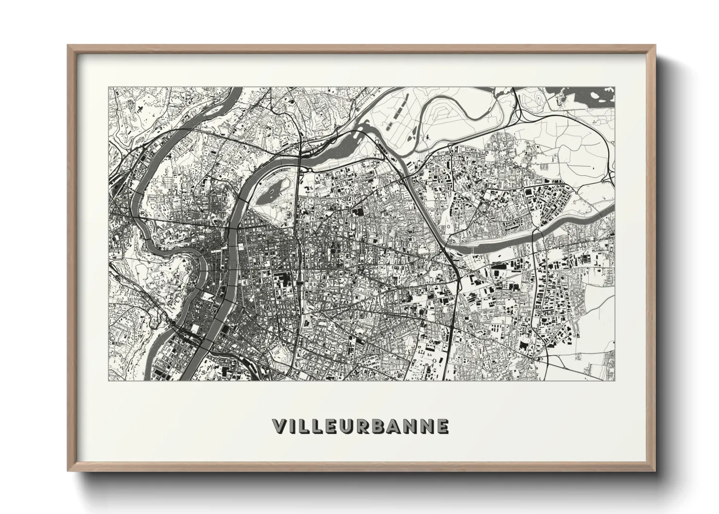 Une affiche de carte sur Villeurbanne