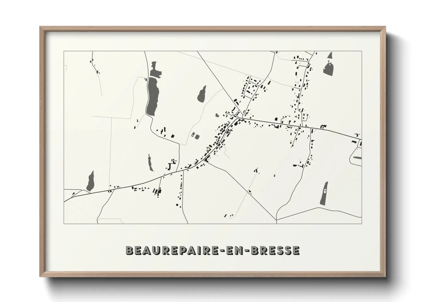 Une affiche de carte sur Beaurepaire-en-Bresse