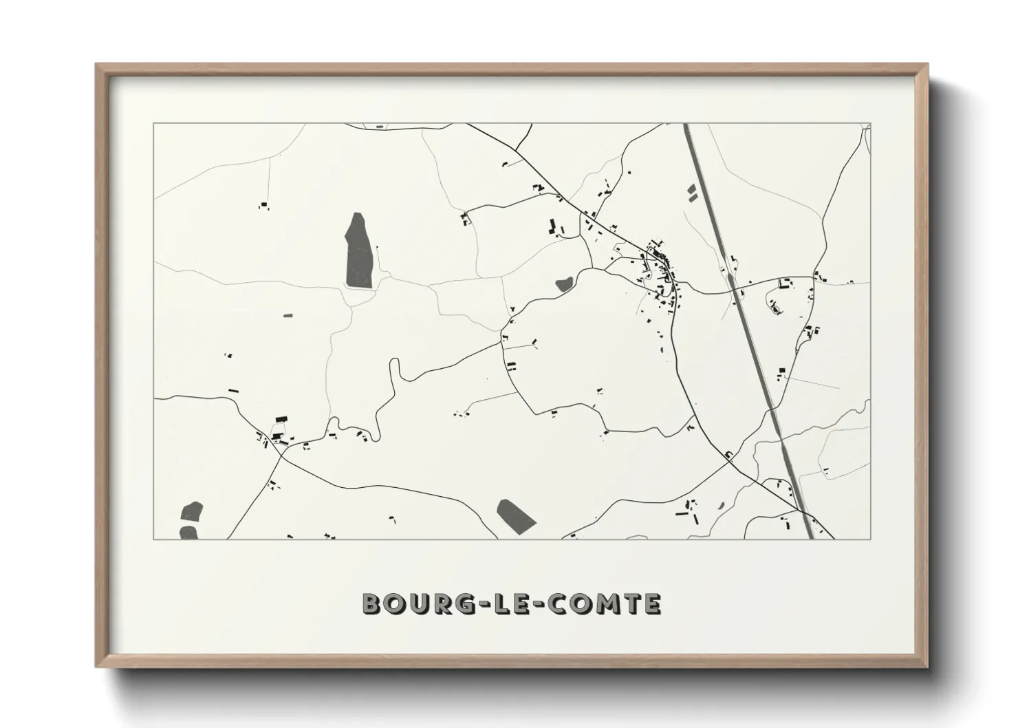 Une affiche de carte sur Bourg-le-Comte