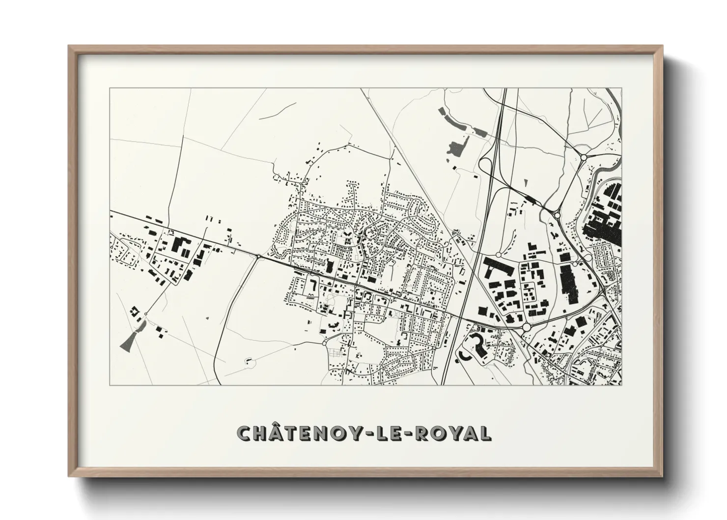 Une affiche de carte sur Châtenoy-le-Royal