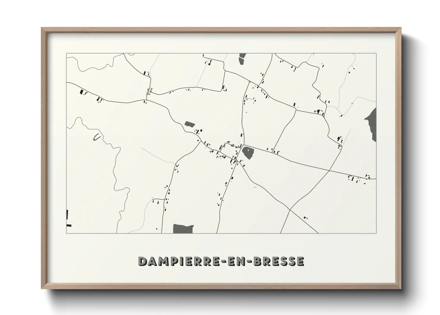 Une affiche de carte sur Dampierre-en-Bresse