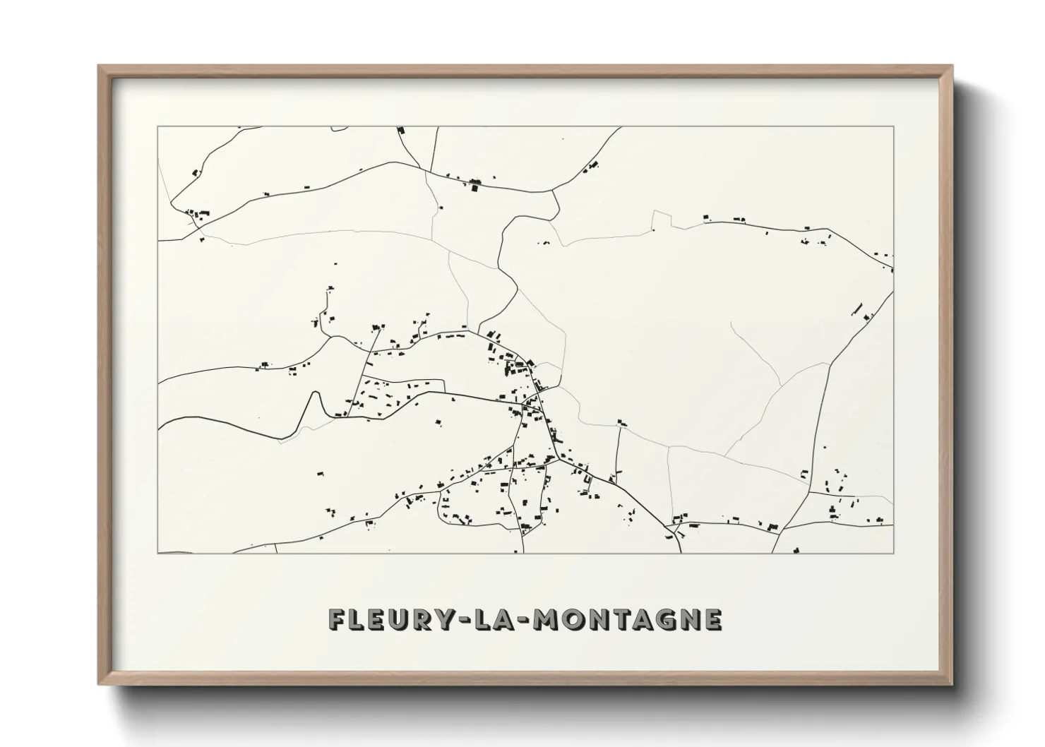 Une affiche de carte sur Fleury-la-Montagne