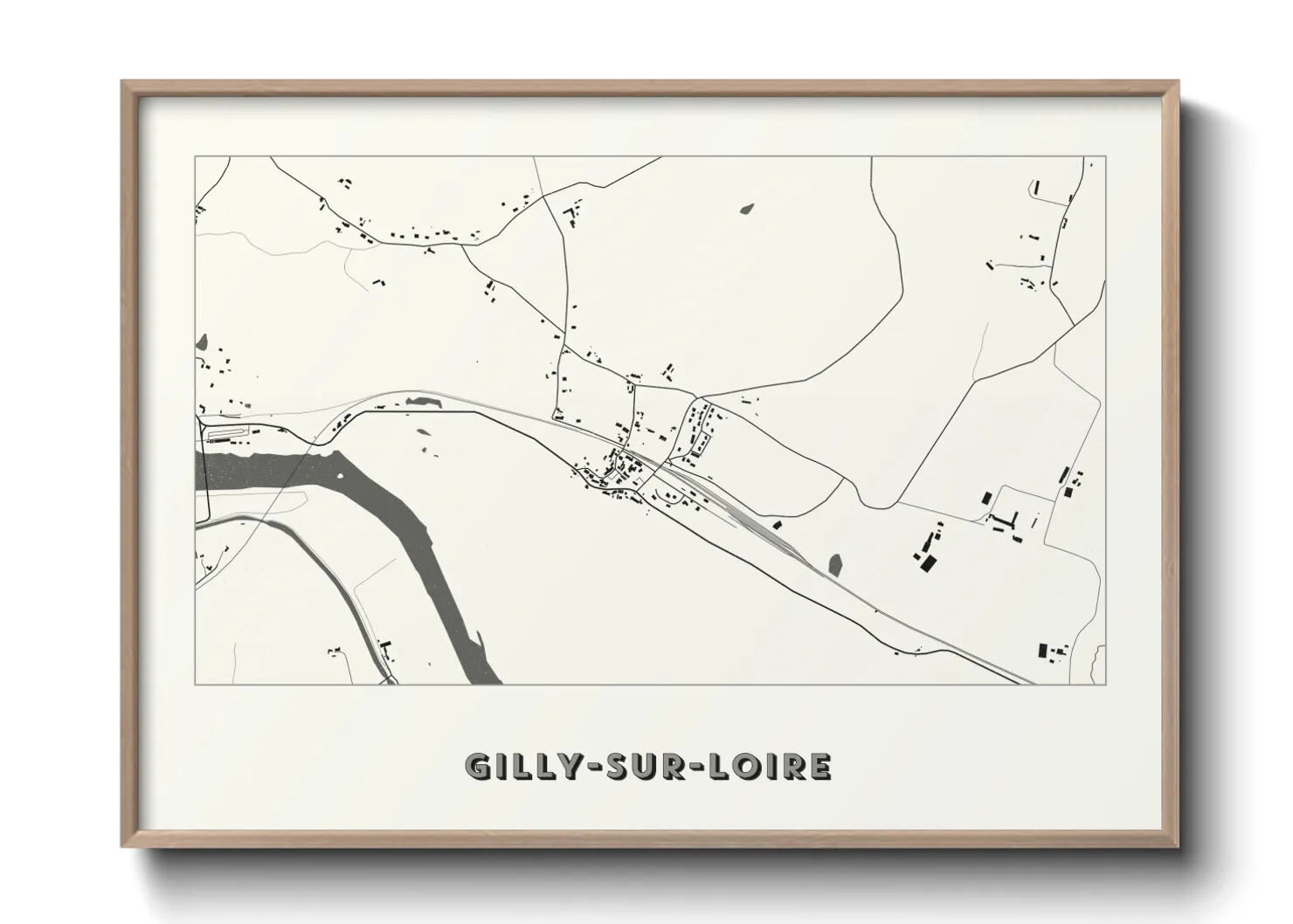 Une affiche de carte sur Gilly-sur-Loire