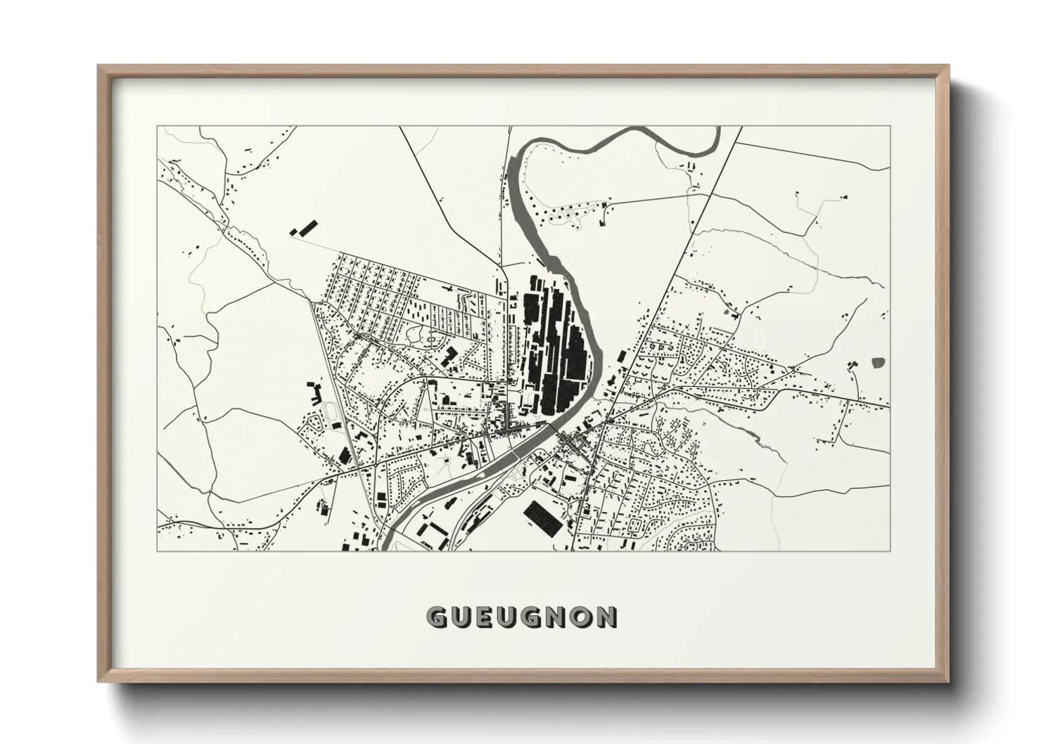 Une affiche de carte sur Gueugnon