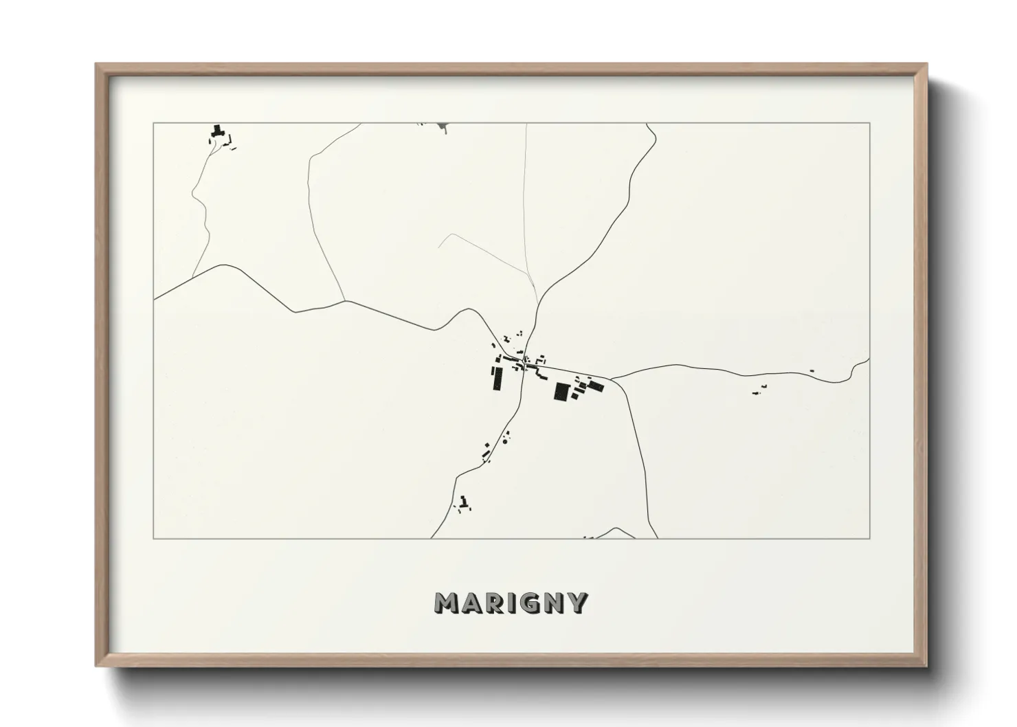 Une affiche de carte sur Marigny