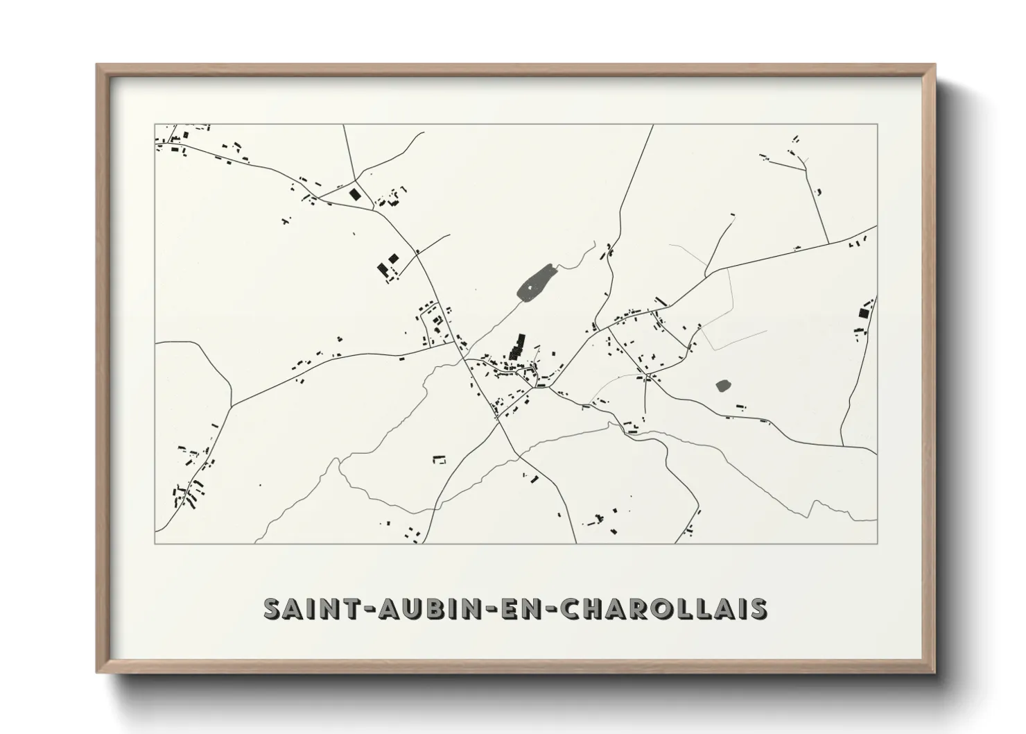 Une affiche de carte sur Saint-Aubin-en-Charollais