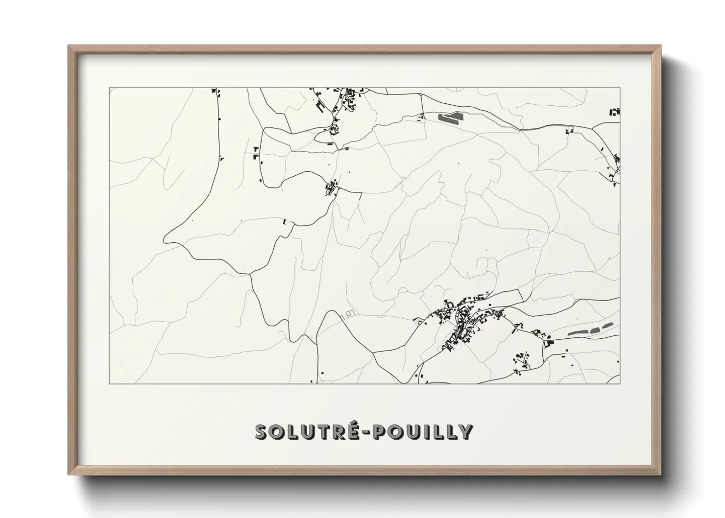 Une affiche de carte sur Solutré-Pouilly