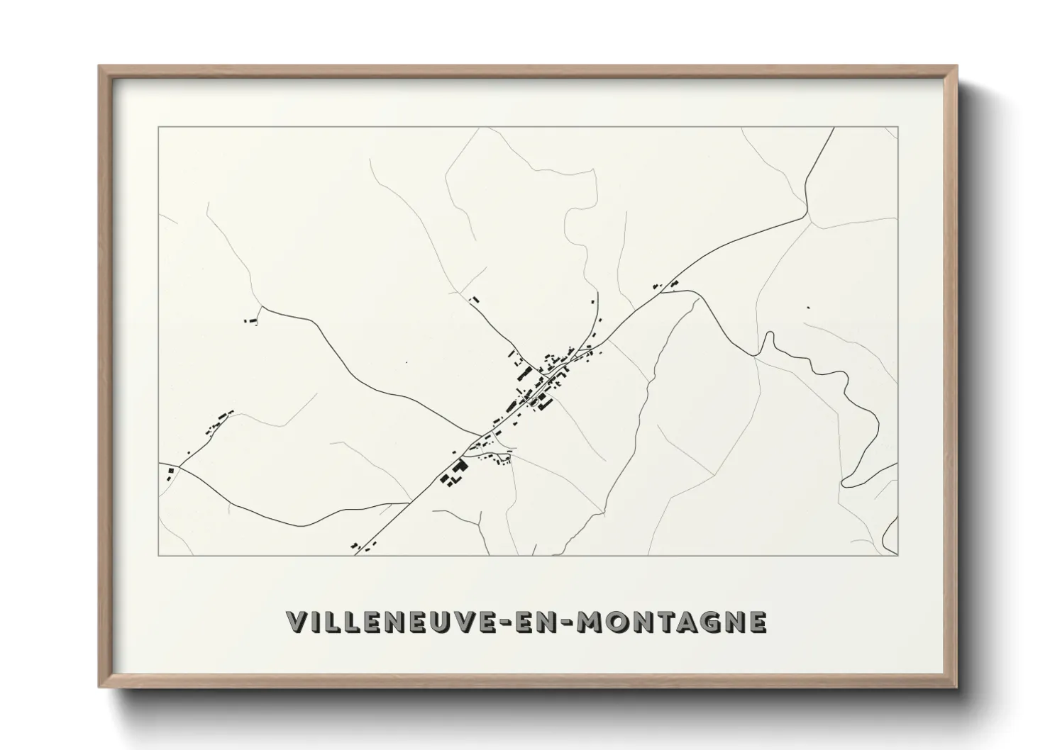 Une affiche de carte sur Villeneuve-en-Montagne
