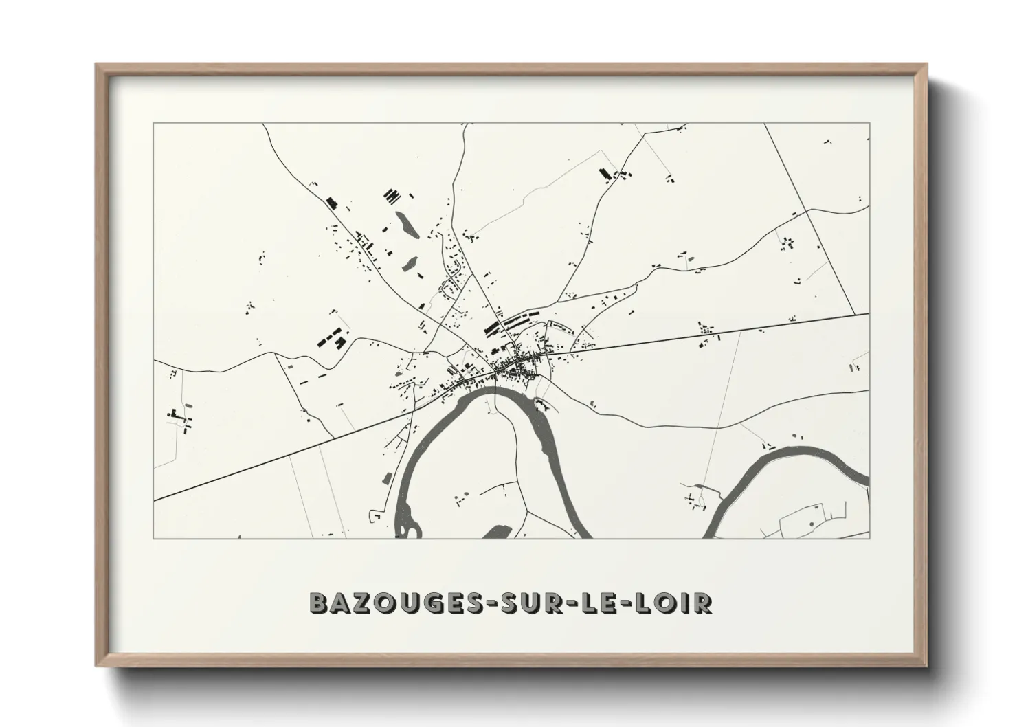 Une affiche de carte sur Bazouges-sur-le-Loir