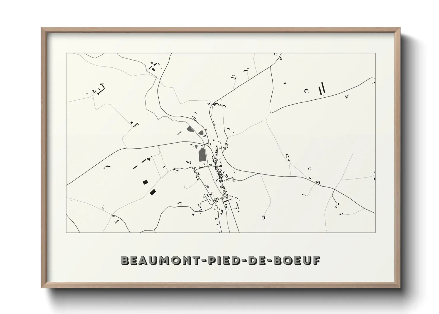 Une affiche de carte sur Beaumont-Pied-de-Boeuf