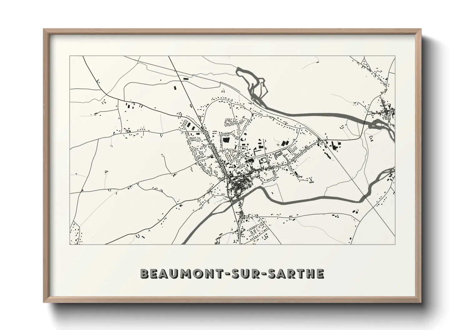 Une affiche de carte sur Beaumont-sur-Sarthe