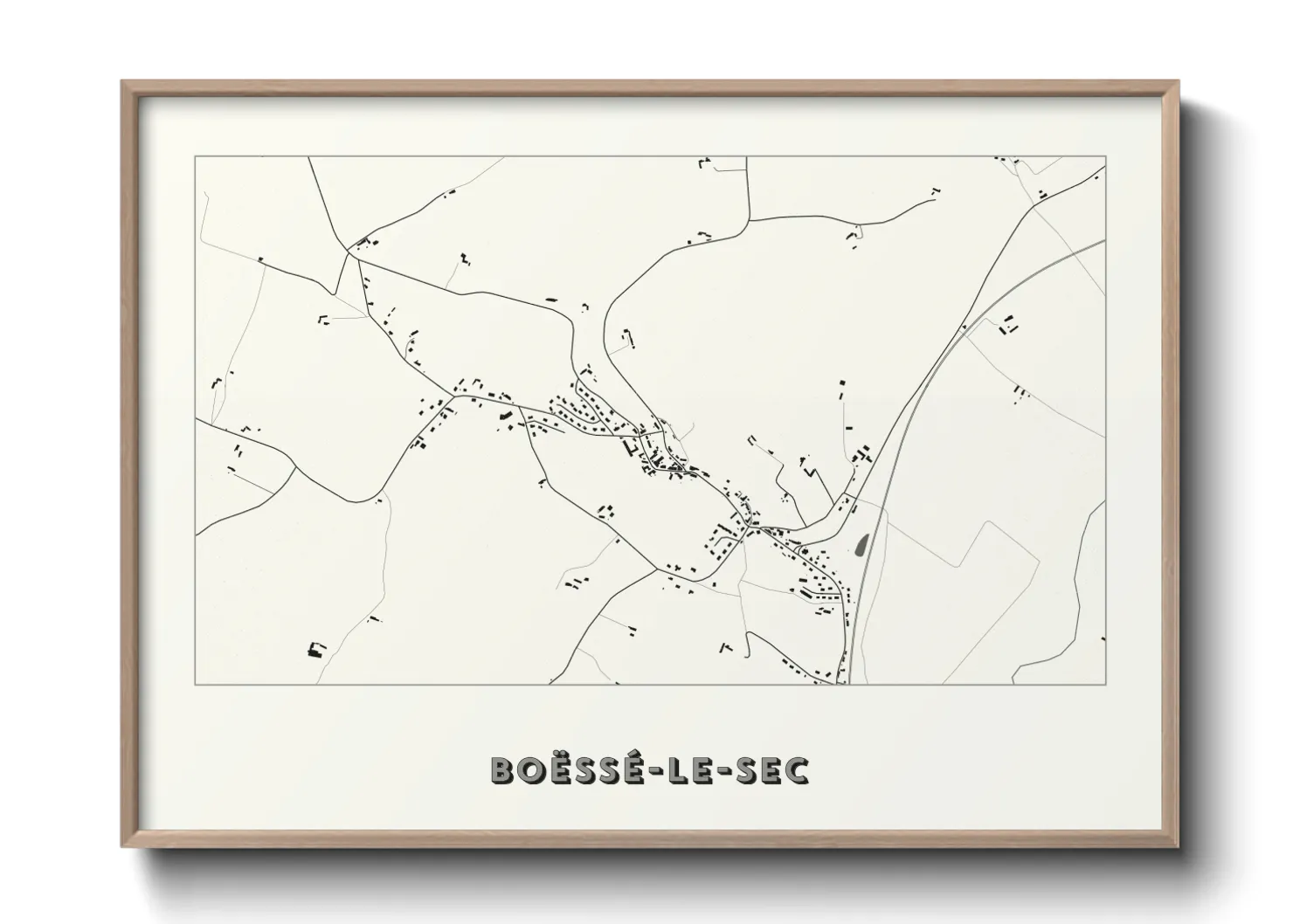 Une affiche de carte sur Boëssé-le-Sec