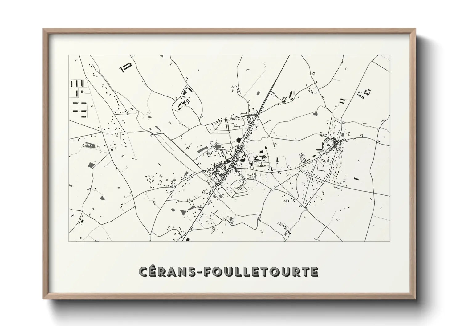 Une affiche de carte sur Cérans-Foulletourte