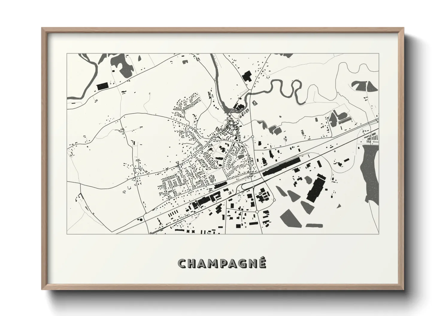 Une affiche de carte sur Champagné