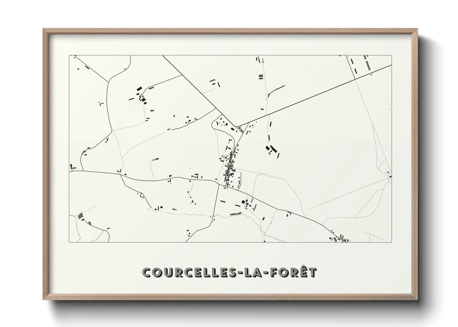 Une affiche de carte sur Courcelles-la-Forêt