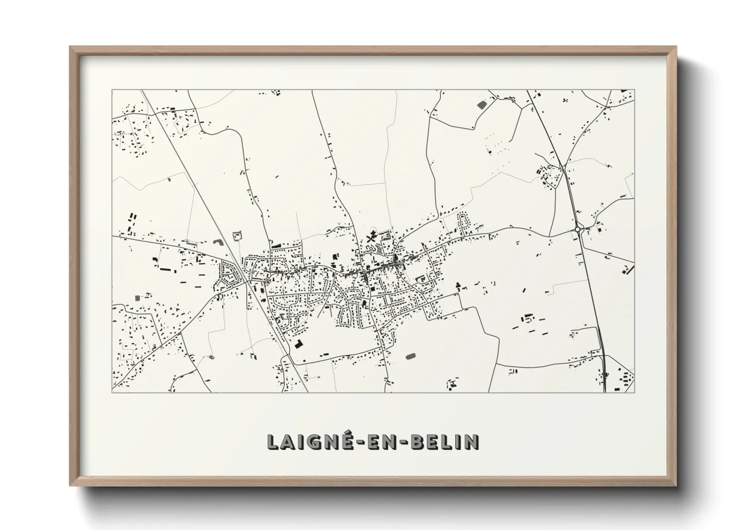 Une affiche de carte sur Laigné-en-Belin