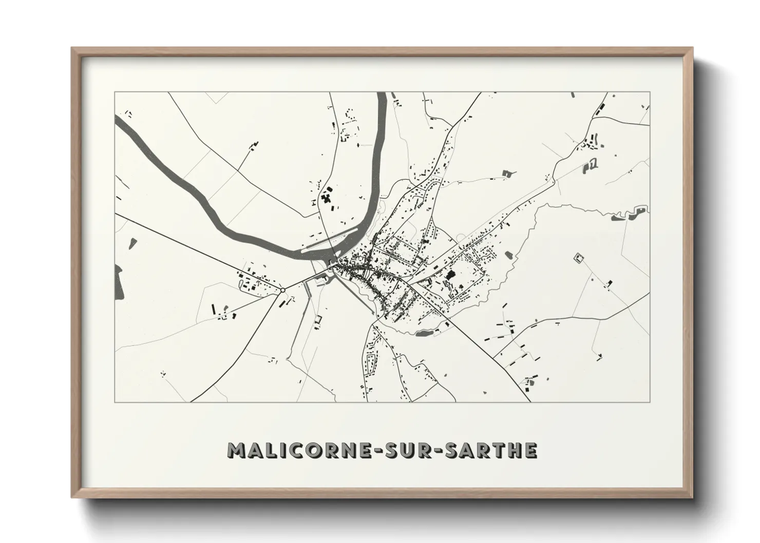 Une affiche de carte sur Malicorne-sur-Sarthe