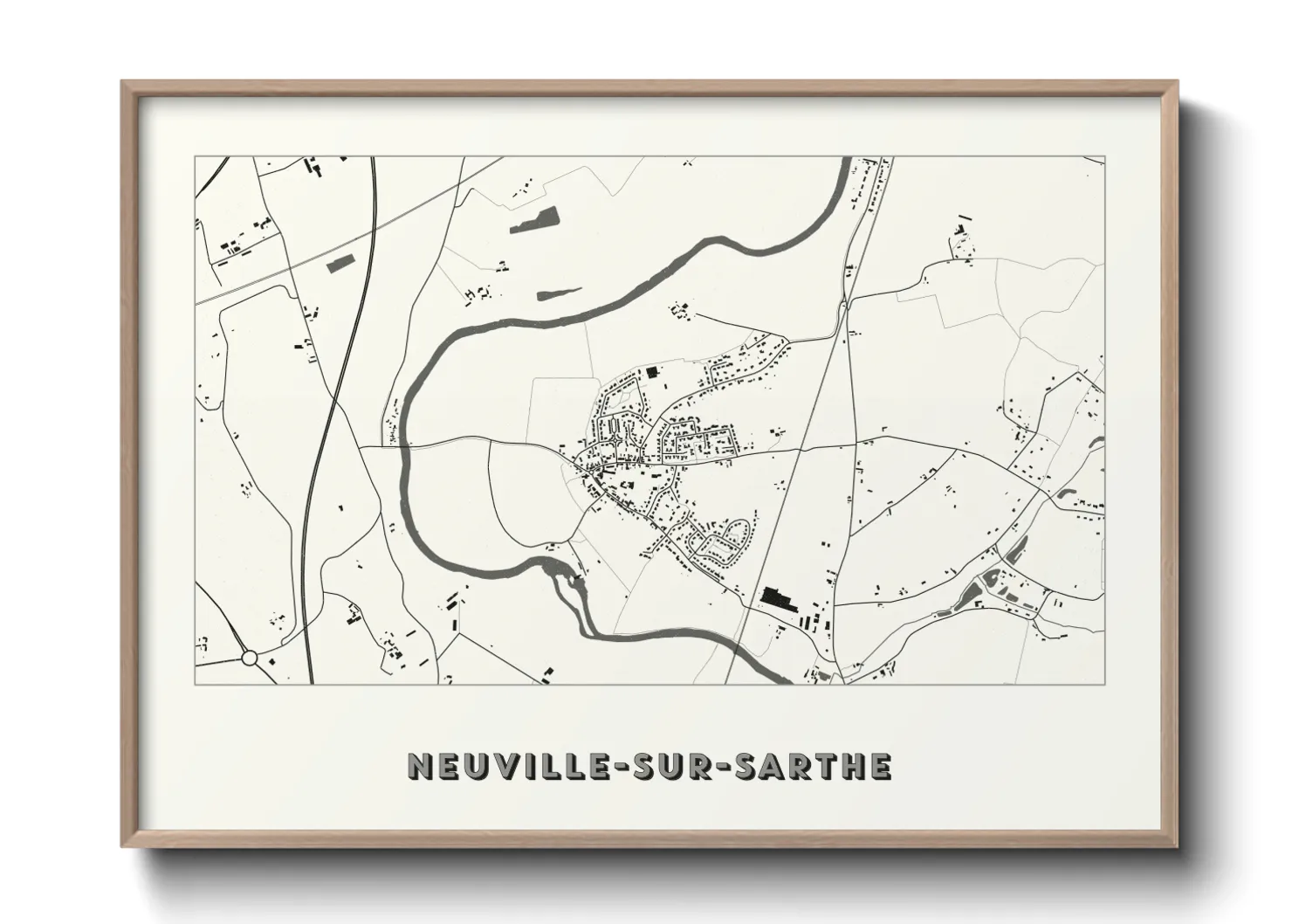 Une affiche de carte sur Neuville-sur-Sarthe