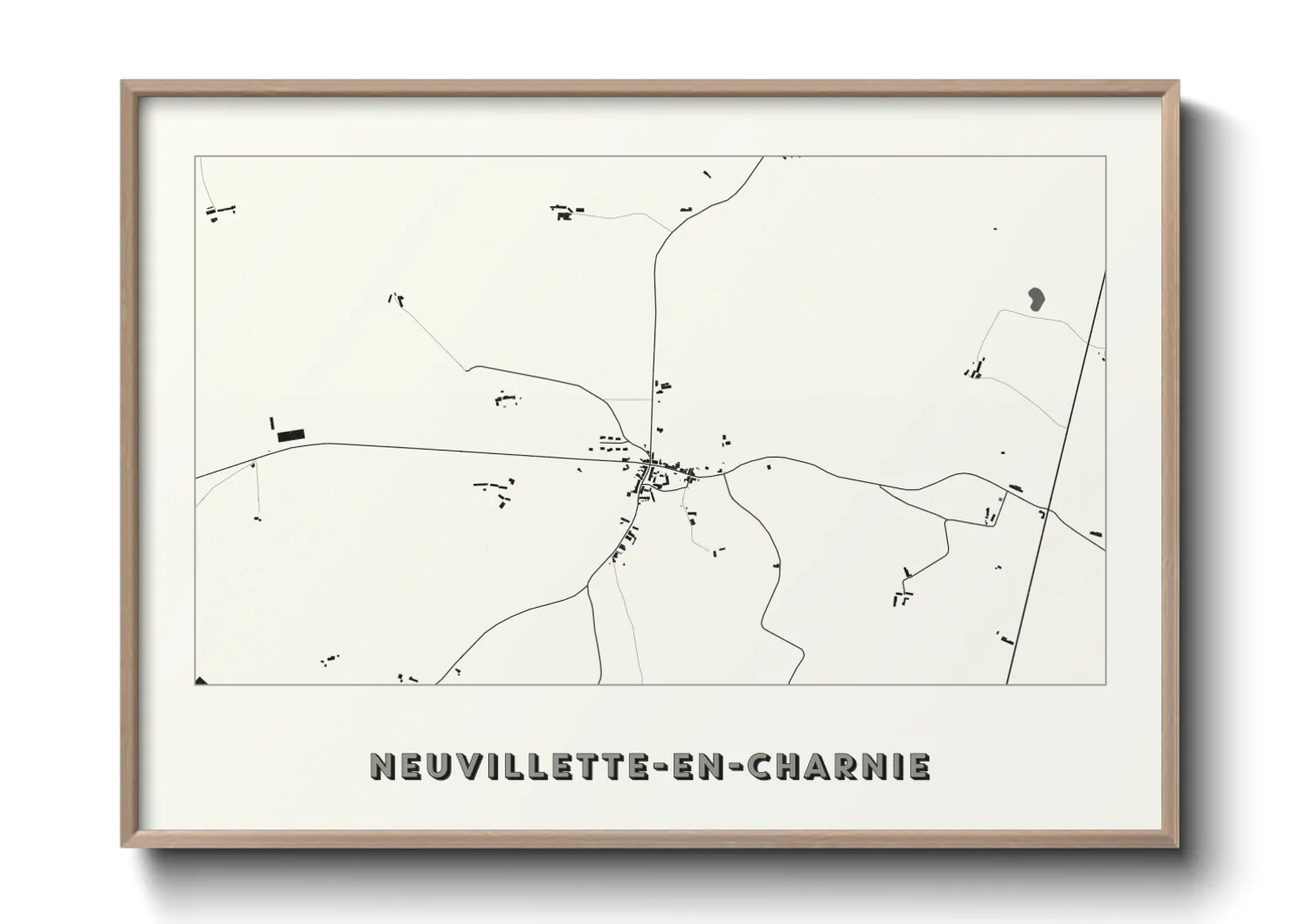 Une affiche de carte sur Neuvillette-en-Charnie