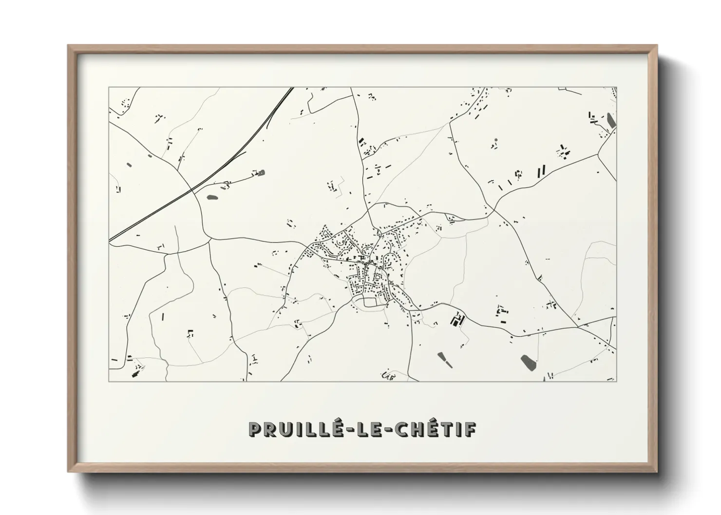 Une affiche de carte sur Pruillé-le-Chétif