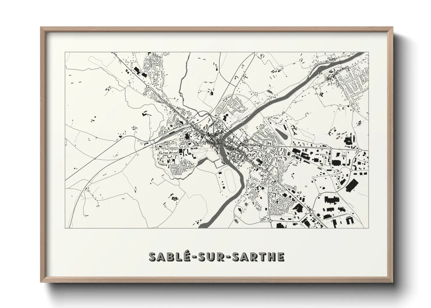 Une affiche de carte sur Sablé-sur-Sarthe