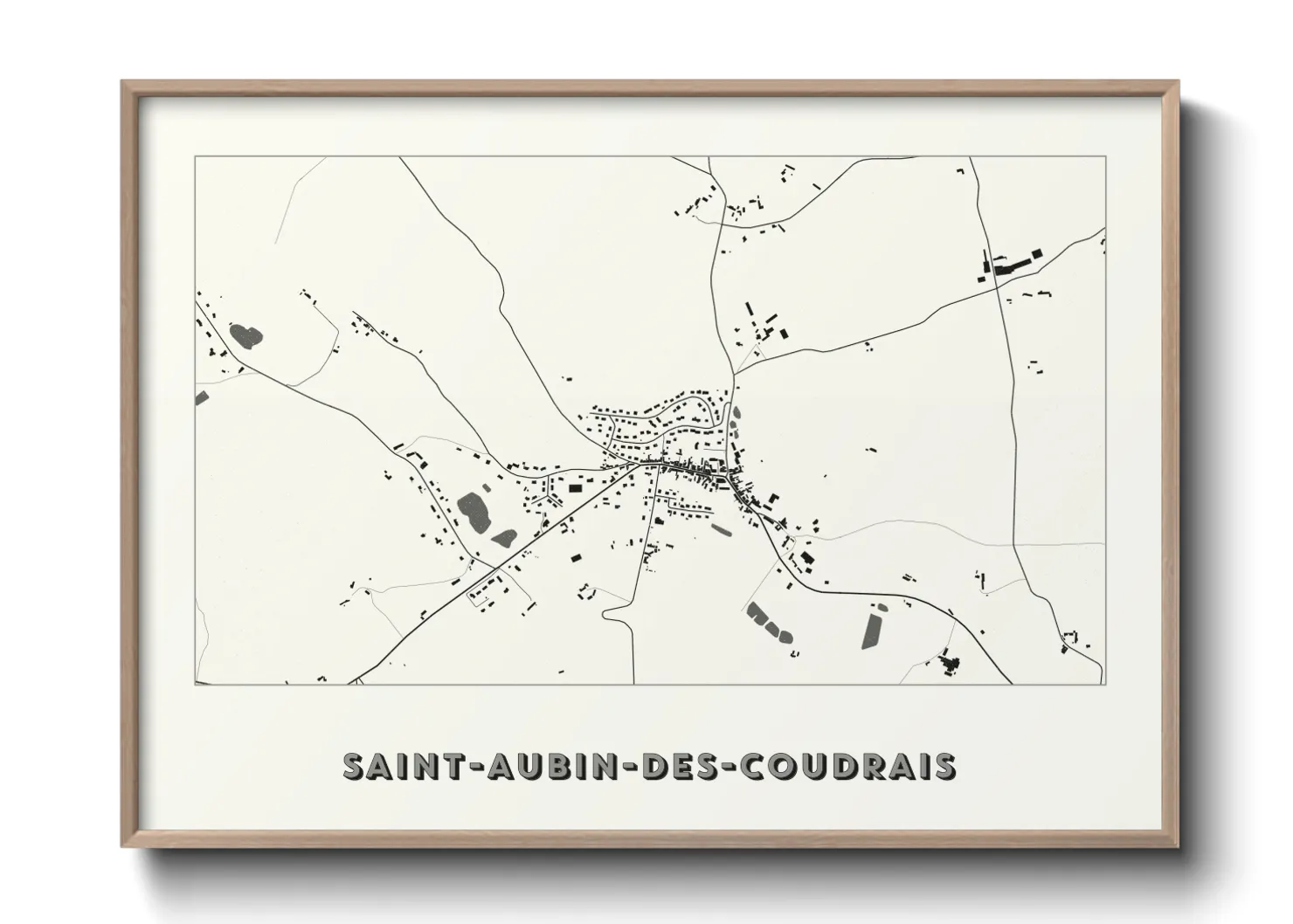 Une affiche de carte sur Saint-Aubin-des-Coudrais