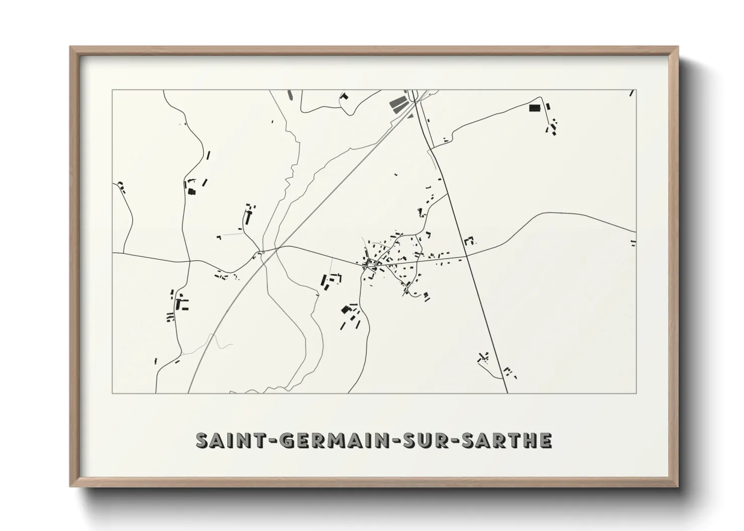 Une affiche de carte sur Saint-Germain-sur-Sarthe